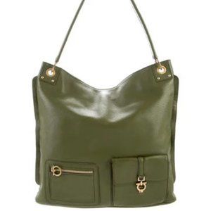 Salvatore Ferragamo Leather Hobo Bag, Green